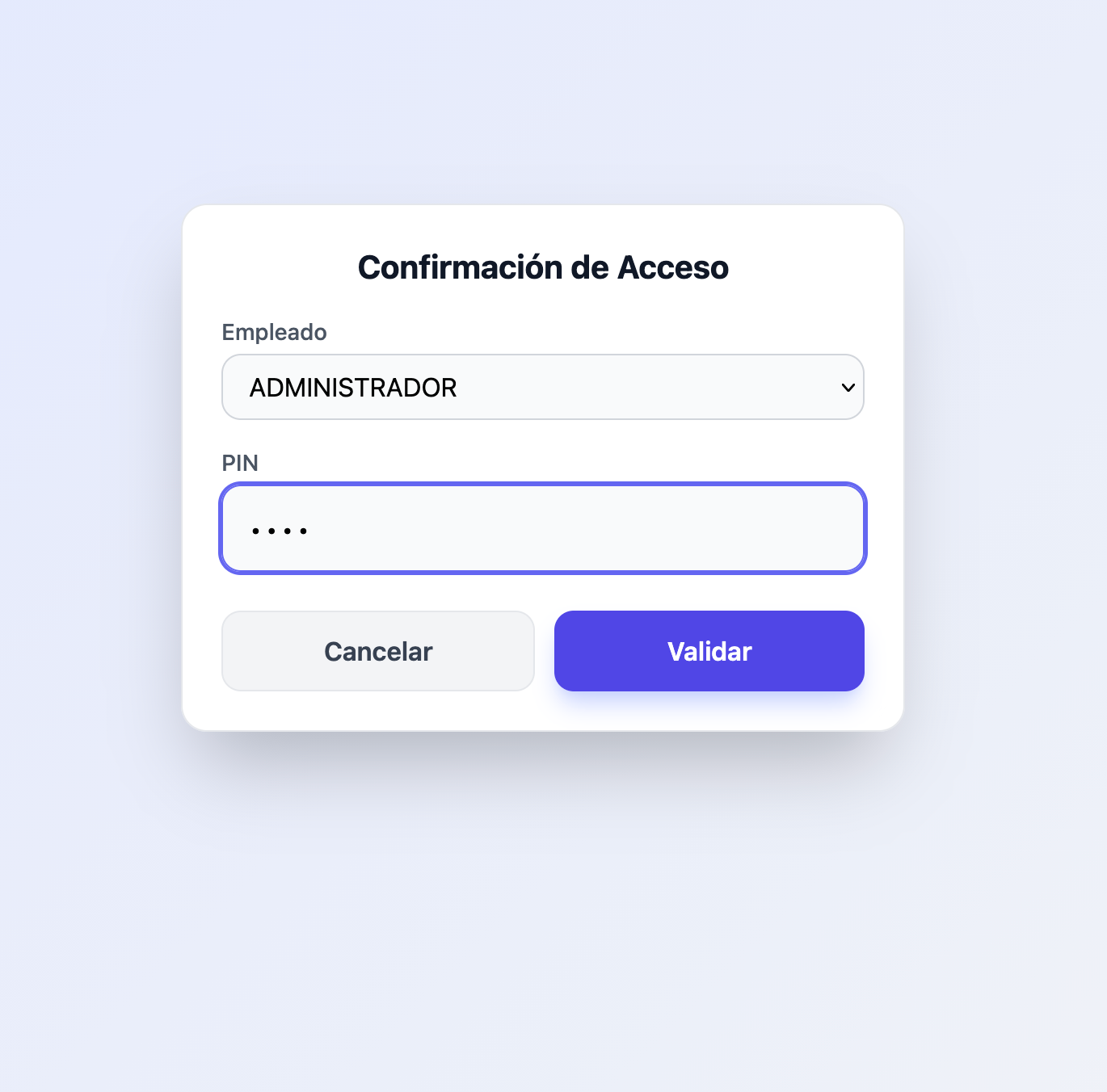 El cajero entra con PIN antes de operar la caja.